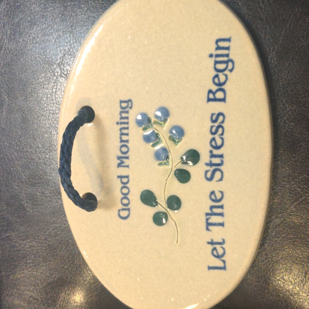 Mountain Meadows handmade pottery  wall or desk plaque.